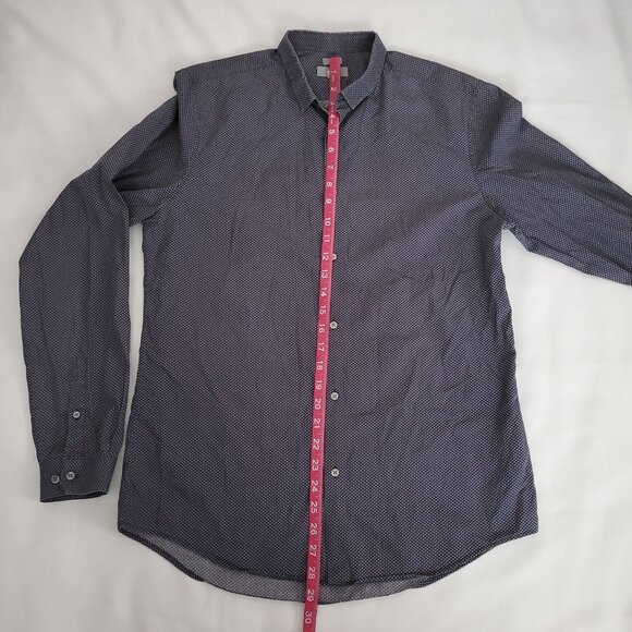COS Men's Slim Fit Printed Navy Blue And White Long Sleeve Shirt Size 15 3/4 - Picture 10 of 10